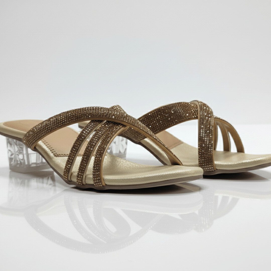 ZIYA Bronze Sparkle Clear Heel Slides - Image 4