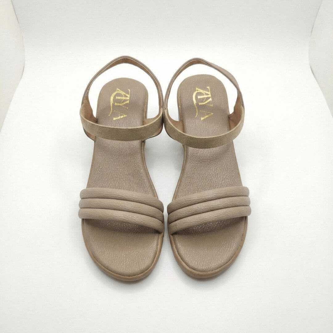 ZIYA Taupe Triple Strap Block Heels - Image 5