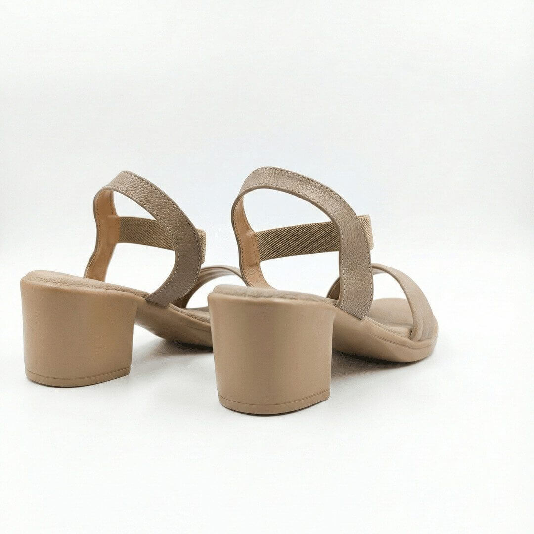 ZIYA Taupe Triple Strap Block Heels - Image 4