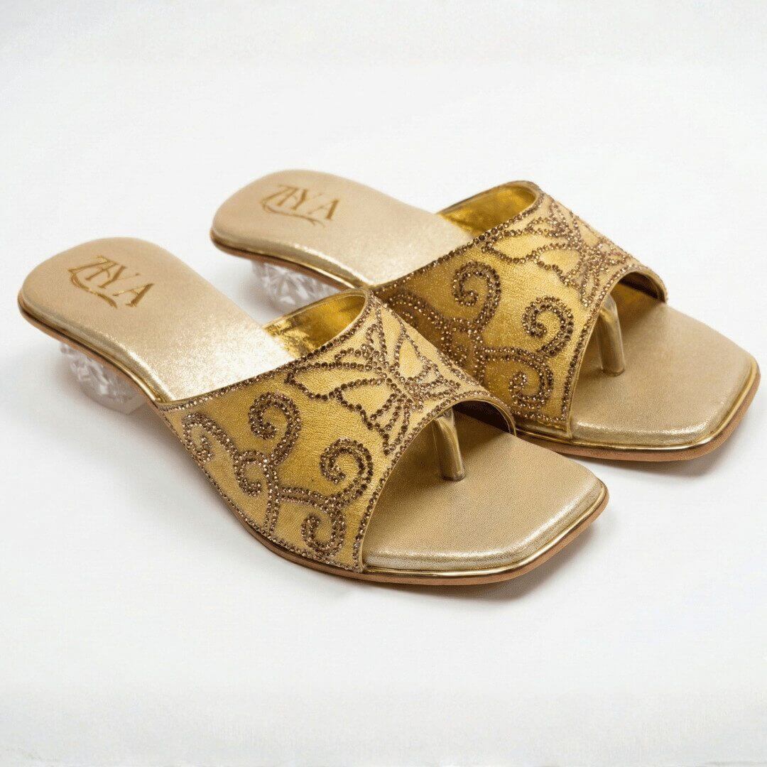 ZIYA Gold Embroidered Ethnic Flats - Image 5