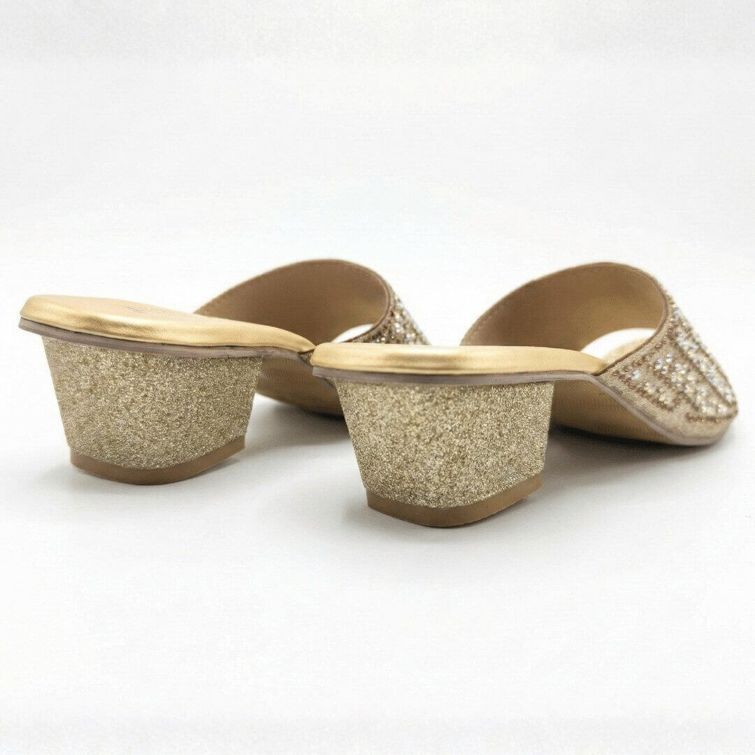 ZIYA Gold All-Over Sparkle Block Heels - Image 3