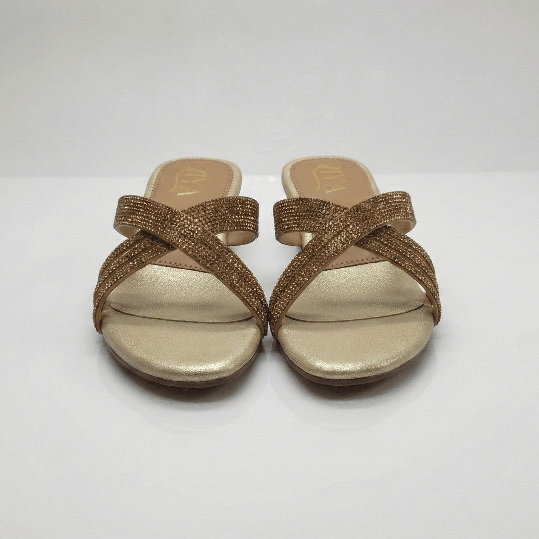 ZIYA Bronze Sparkle Clear Heel Slides - Image 2