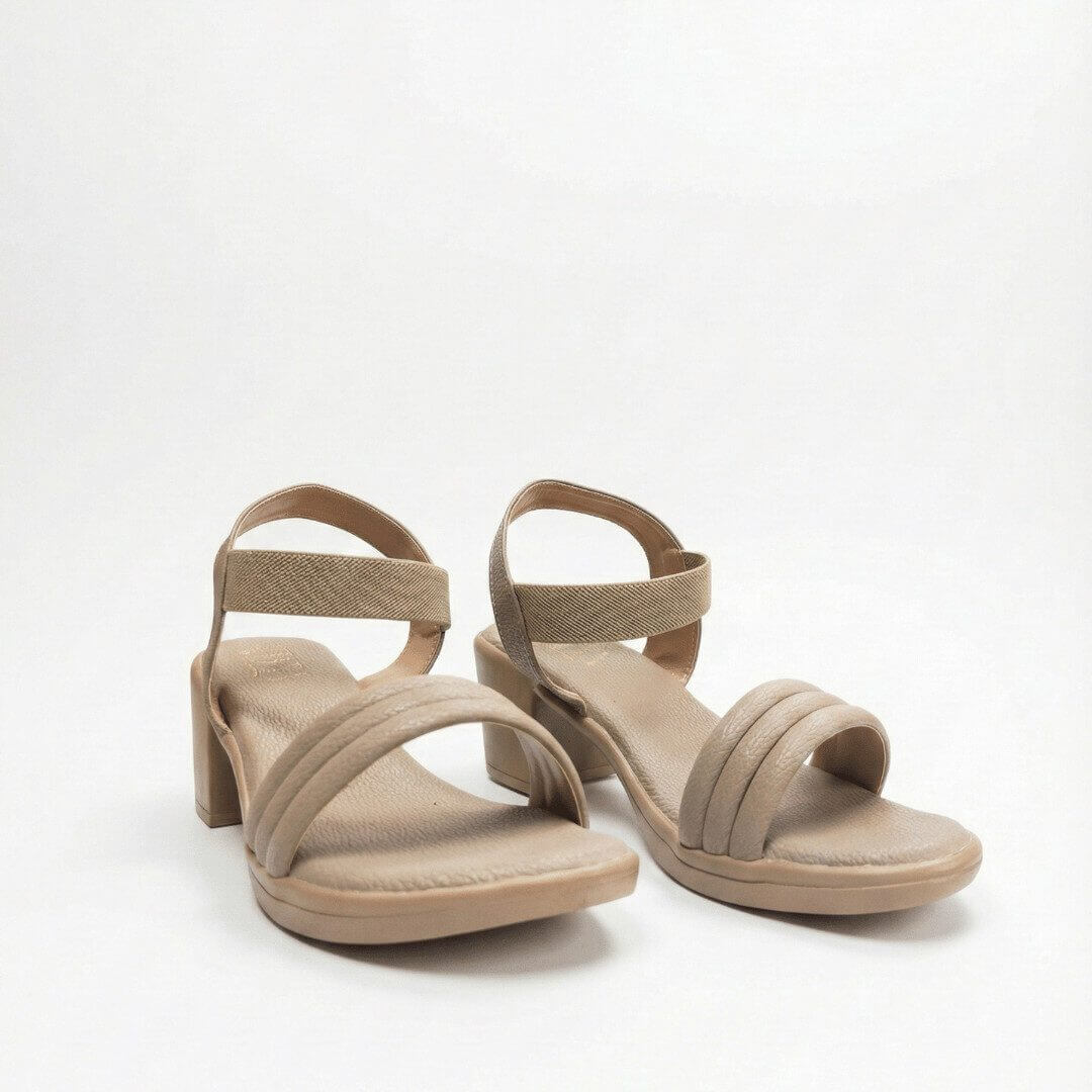 ZIYA Taupe Triple Strap Block Heels - Image 2