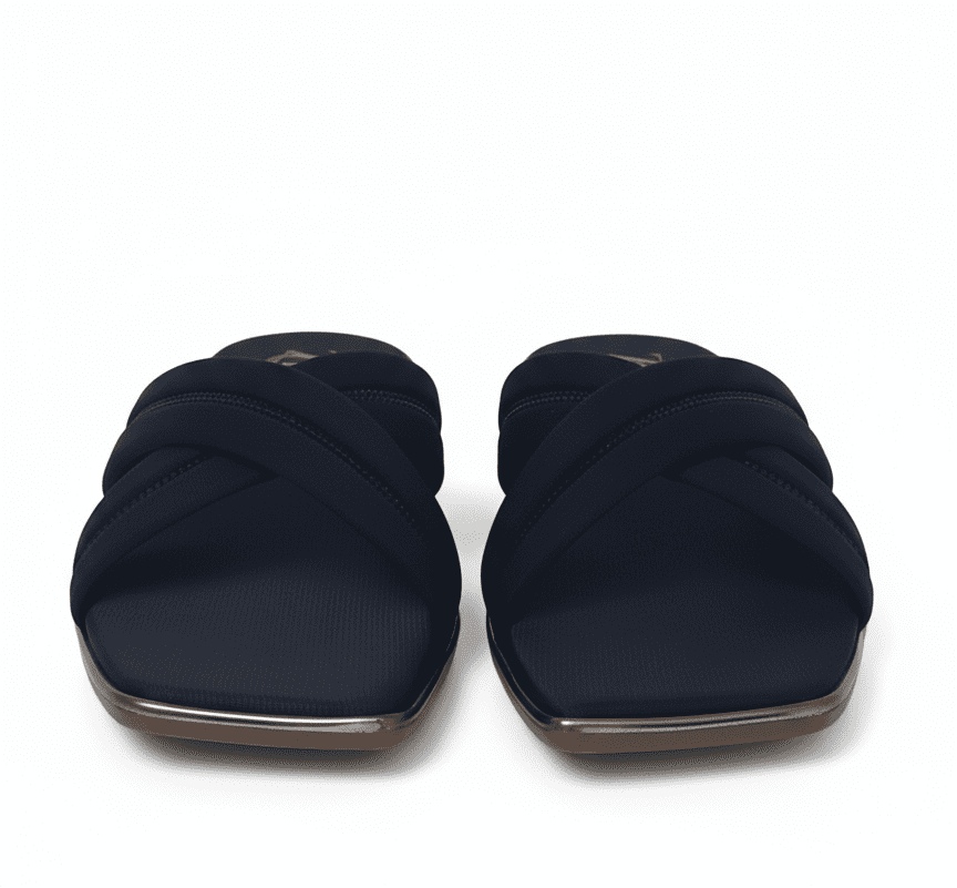 Jet Mist Harmony – Black Cross Band Fashion Flat - Image 2