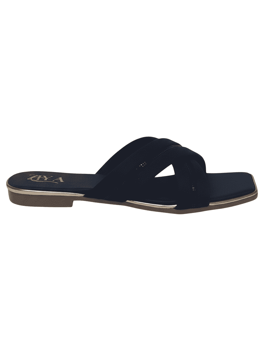Jet Mist Harmony – Black Cross Band Fashion Flat - Image 3