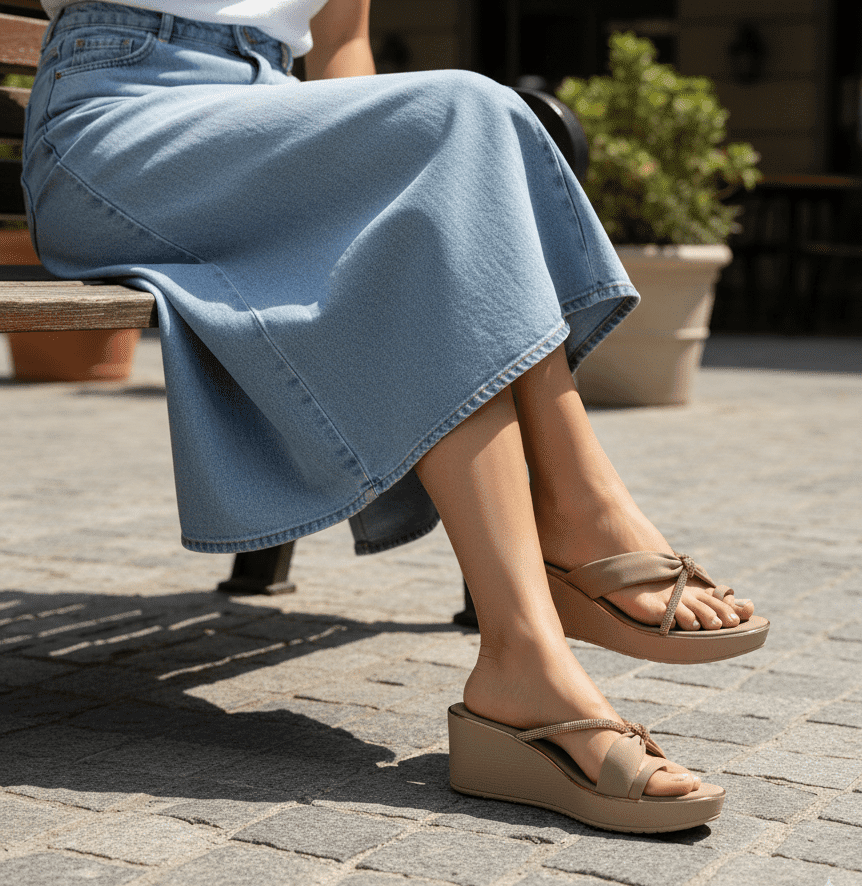 Beigelle Bloom Wedge – Beige Bow Knot Ladies’ Wedge Sandal