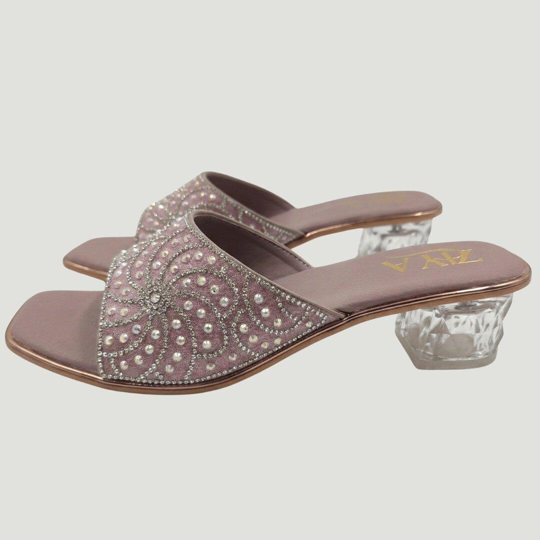 ZIYA Blush Embellished Clear Heel Slides - Image 5
