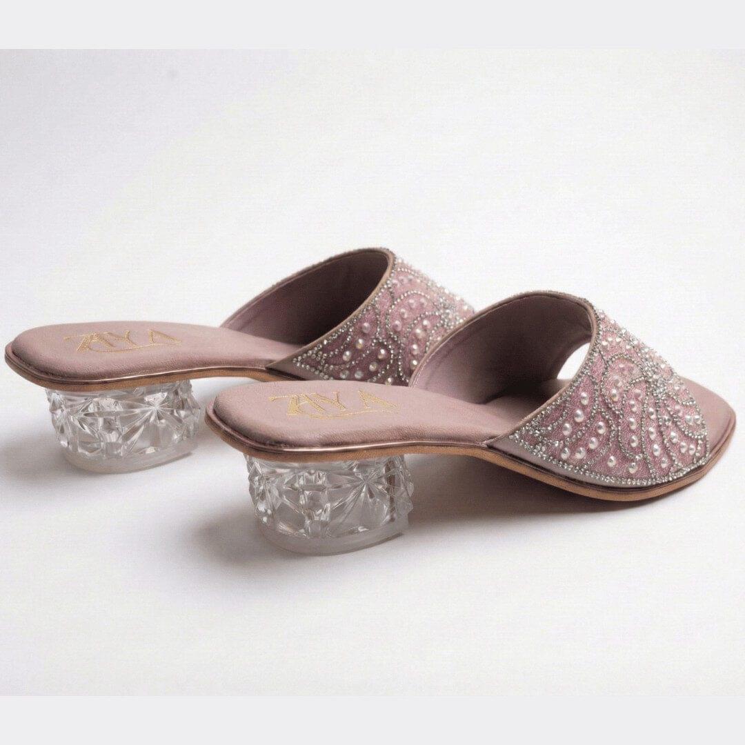 ZIYA Blush Embellished Clear Heel Slides - Image 4