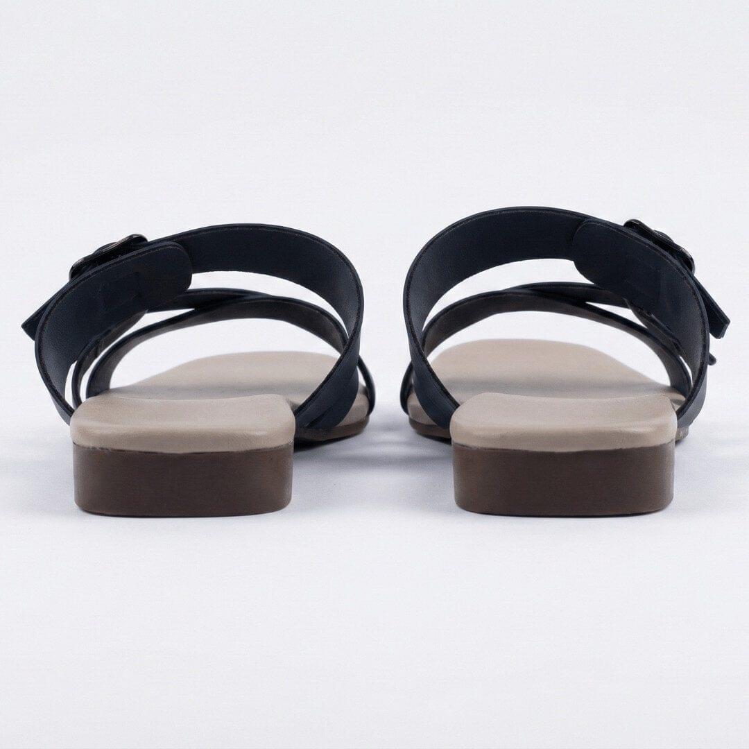 ZIYA Navy Dual Buckle Comfort Flats - Image 4