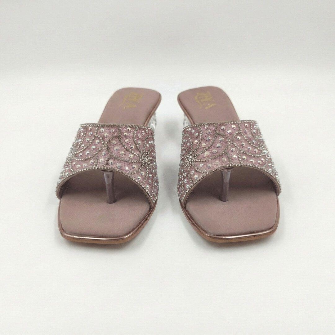 ZIYA Blush Embellished Clear Heel Slides - Image 2
